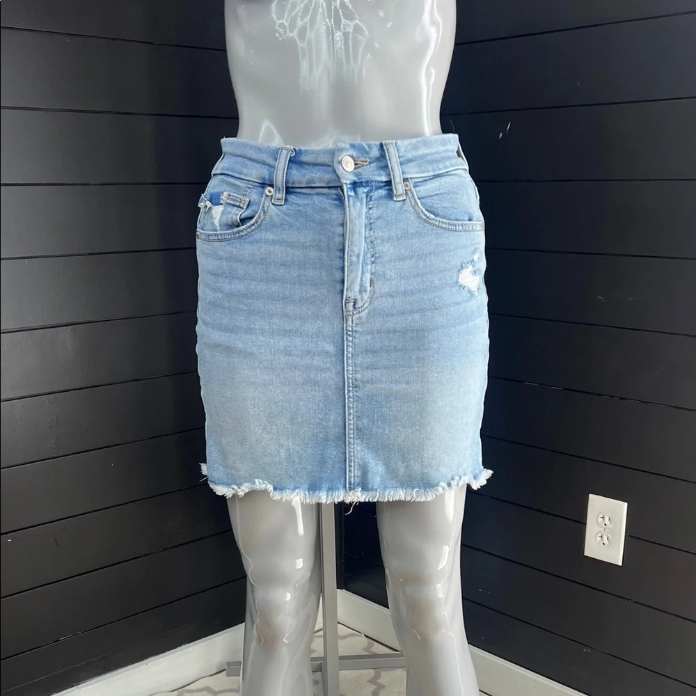 American Eagle Distressed Stretch Denim Jean Skirt